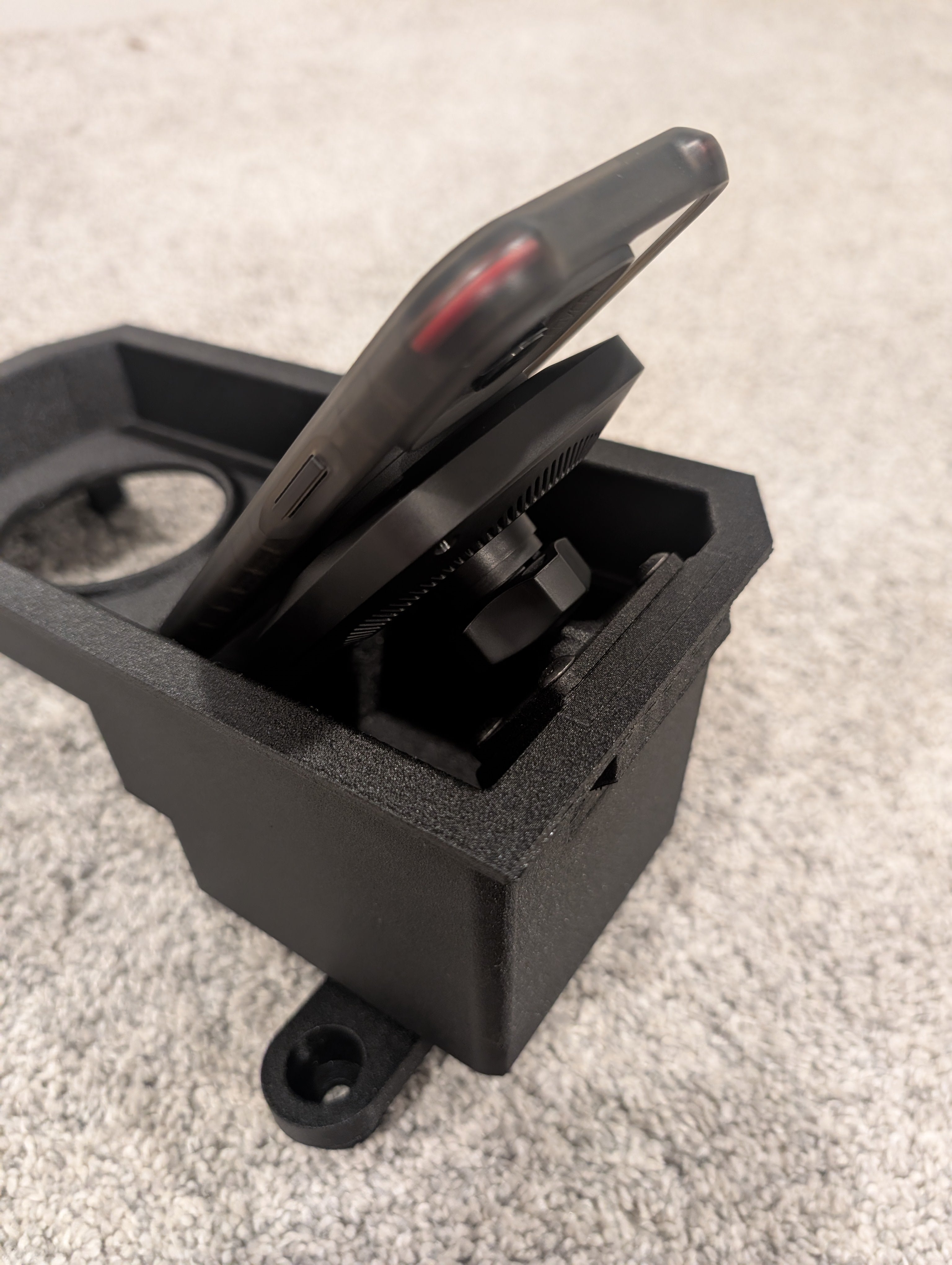 2022+ Ford F-150 Lightning Rotary Shifter Conversion - Shift Lever Delete - AMPS Mount with 17mm ball and Cubby